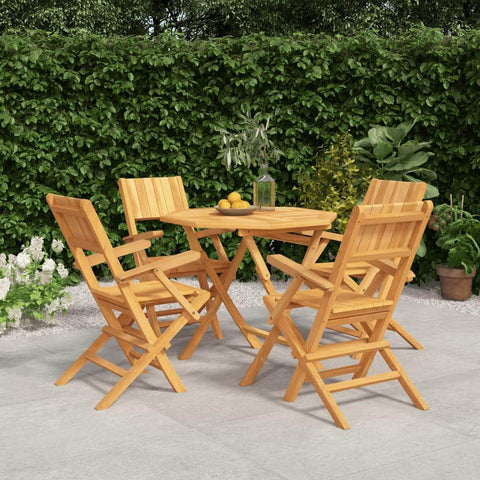 Teak Topiary Delight: 5-Piece Solid Wood Garden Dining Set