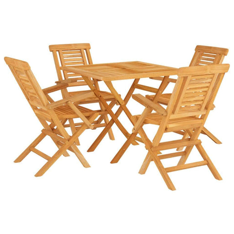 Teak Twilight Tablescape: 5-Piece Garden Dining Set