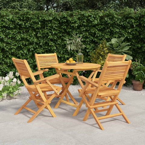 Teak Twilight Tranquility: 5-Piece Garden Dining Set