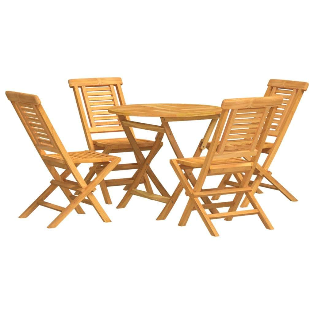 Teak Wood: 5-Piece Garden Dining Elegance