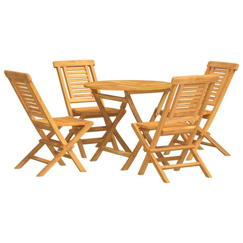 Teak Wood: 5-Piece Garden Dining Elegance