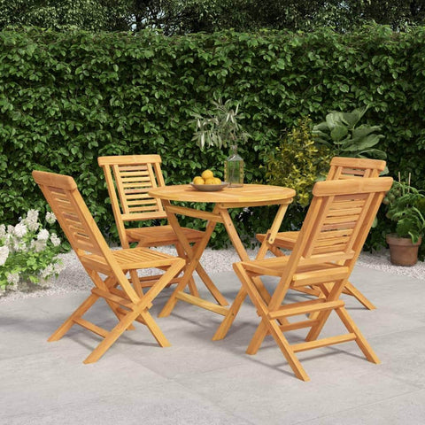 Teak Wood: 5-Piece Garden Dining Elegance