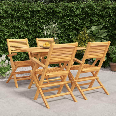 Teak Wood: 5-Piece Solid Wood Garden Dining Oasis