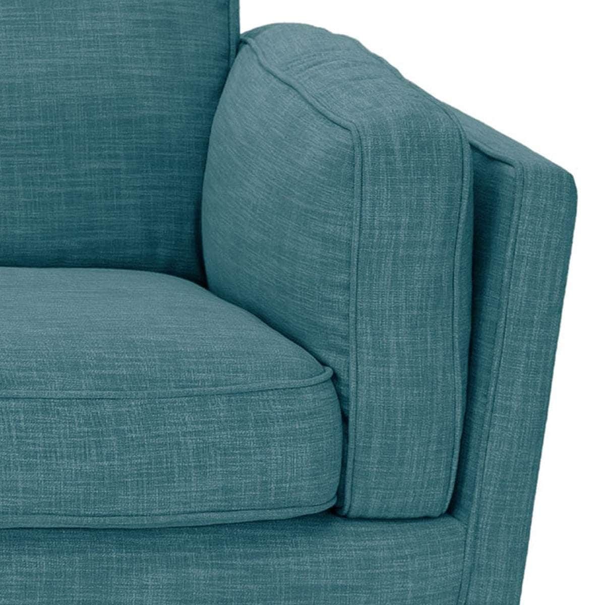 Teal Fabric 2-Seater Sofa With Wooden Frame