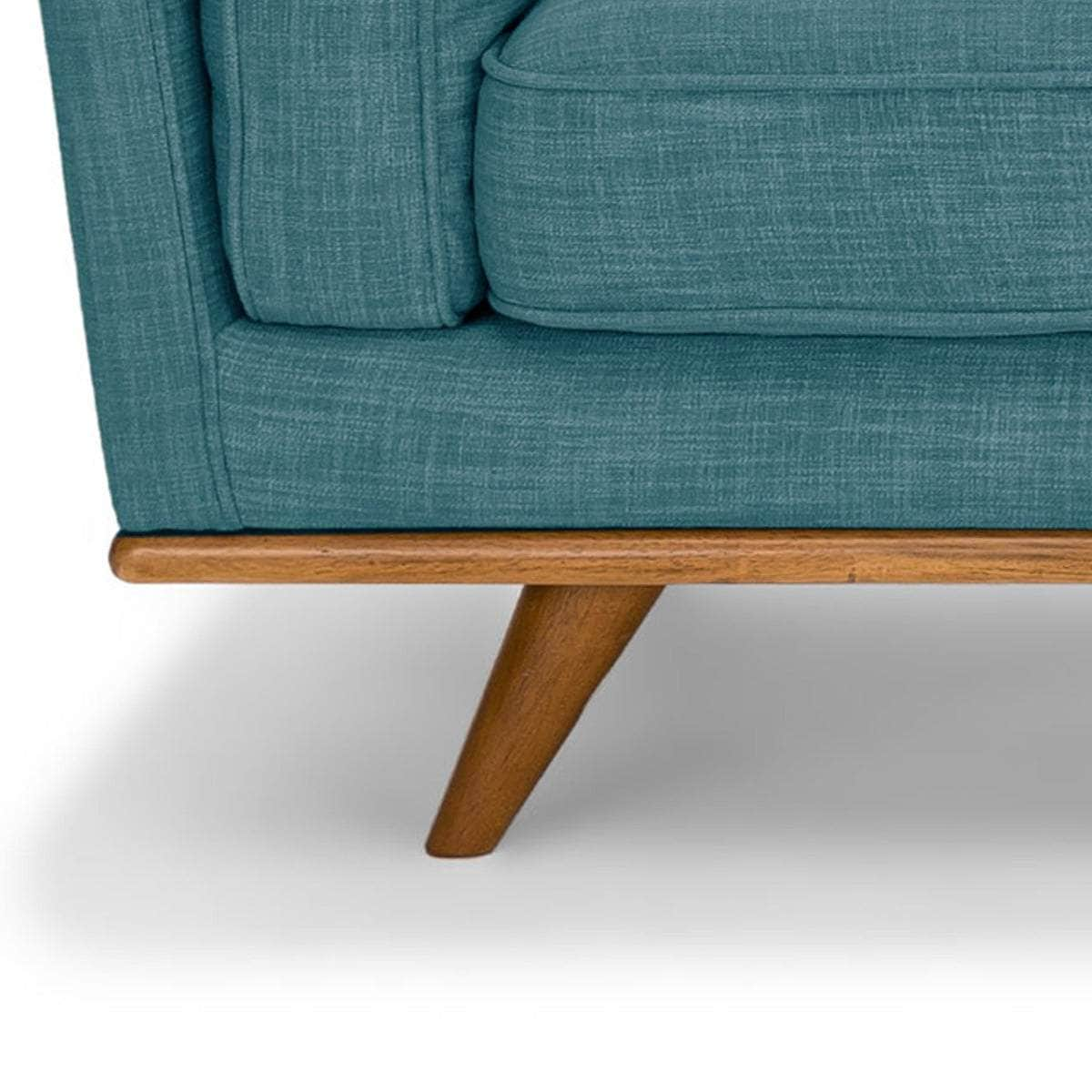 Teal Fabric 2-Seater Sofa With Wooden Frame