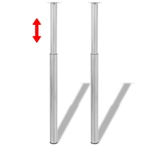 Telescopic Table Legs 2 pcs Brushed Nickel 710 mm-1100 mm