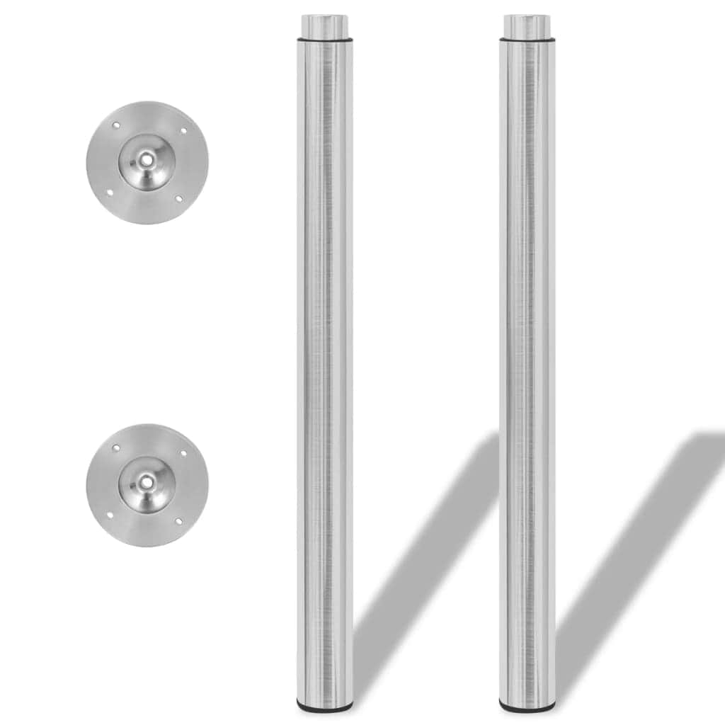 Telescopic Table Legs 2 pcs Brushed Nickel 710 mm-1100 mm