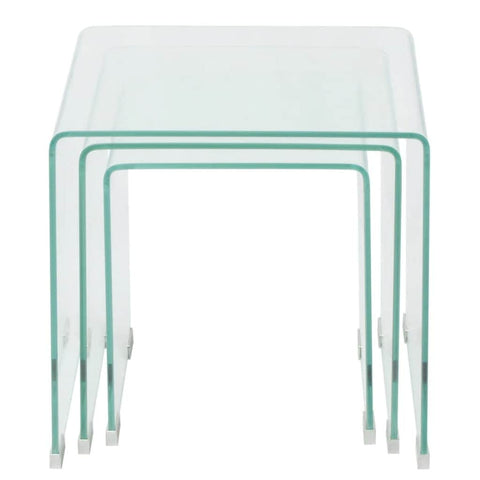 Three Piece Nesting Table Set Tempered Glass