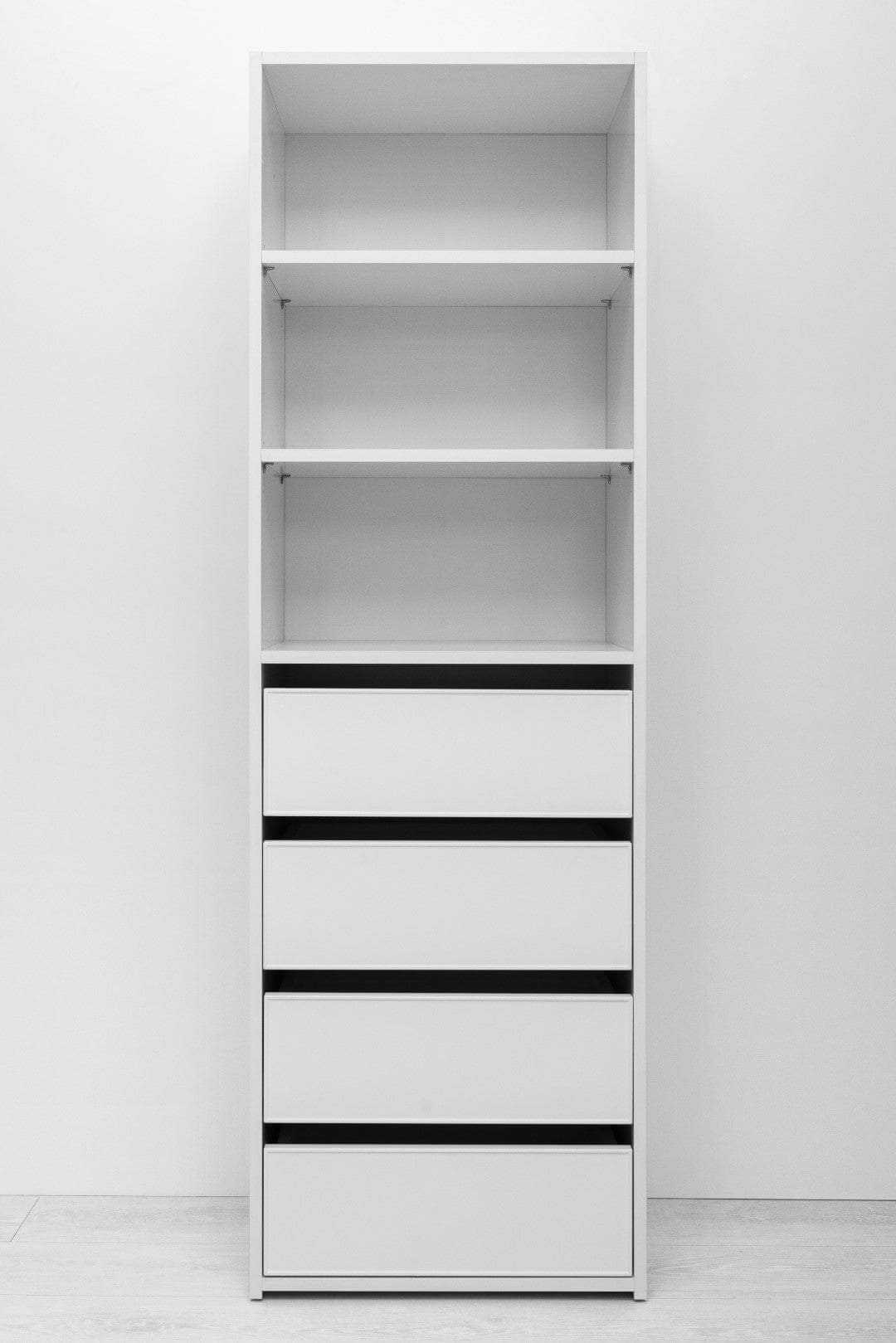 Three Shelf/Four Drawer Built In Wardrobe - Classic/ Nordic Ash/Fluted/Hamptons/Natural Oak