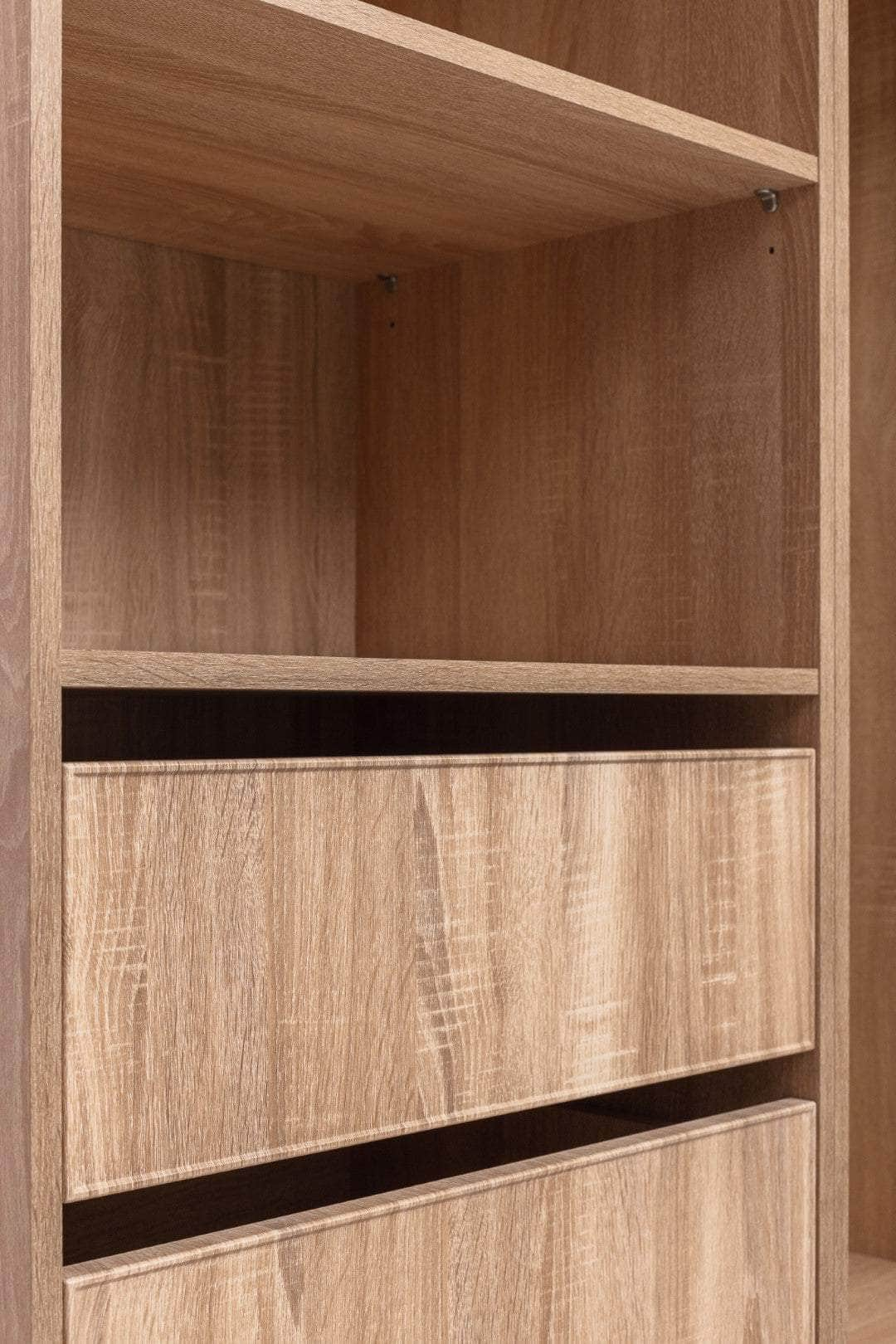 Three Shelf/Four Drawer Walk In Wardrobe - Classic/ Nordic Ash/Fluted/Hamptons/Natural Oak