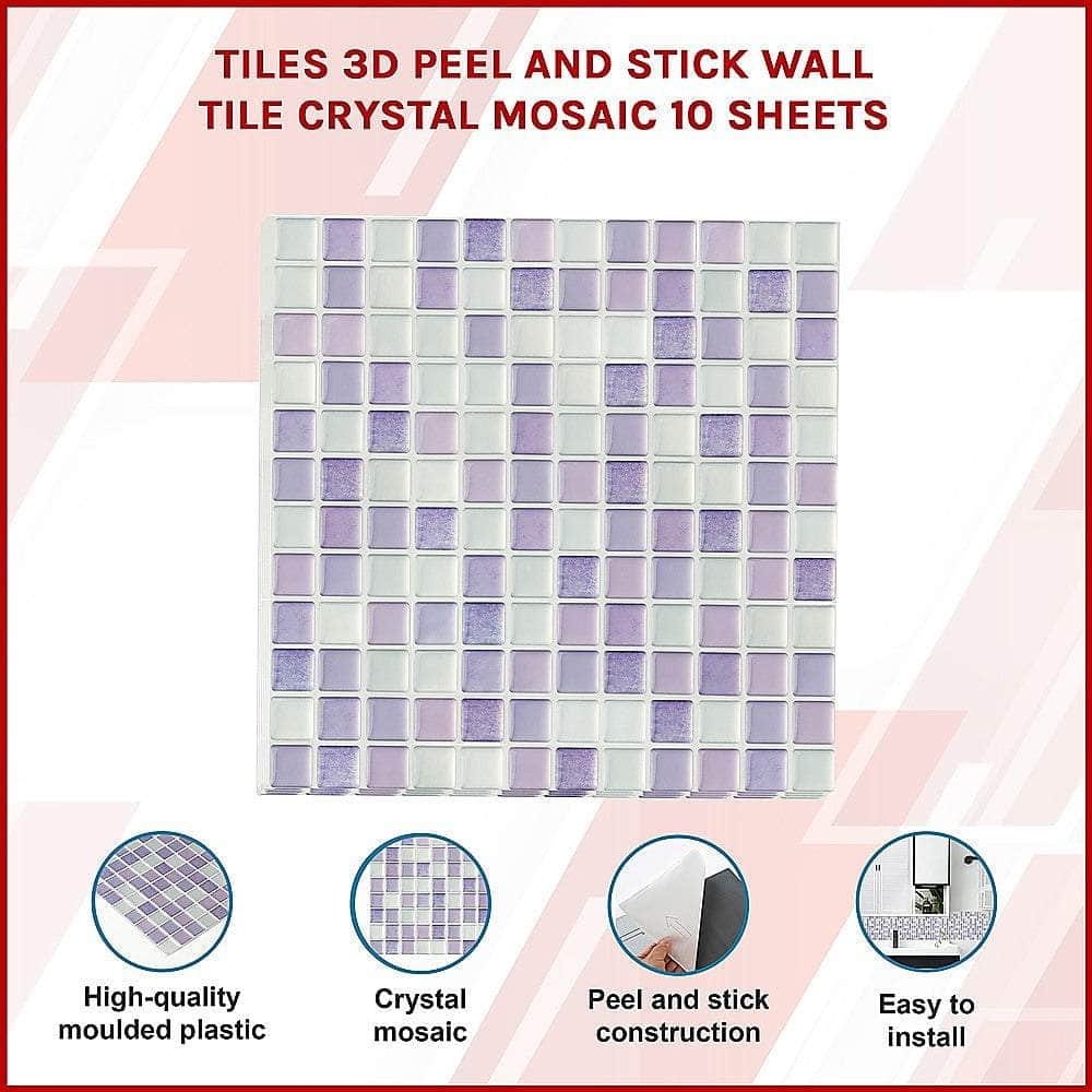 Tiles 3D Peel And Stick Wall Tile Crystal Mosaic 10 Sheets