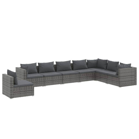 Timeless Rattan Retreat: 8-Piece Garden Lounge Set in Elegant Grey with Plush Cushions