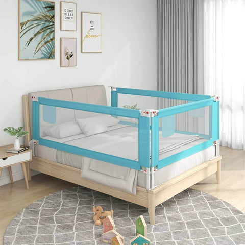 Toddler Safety Bed Rail Blue Fabric