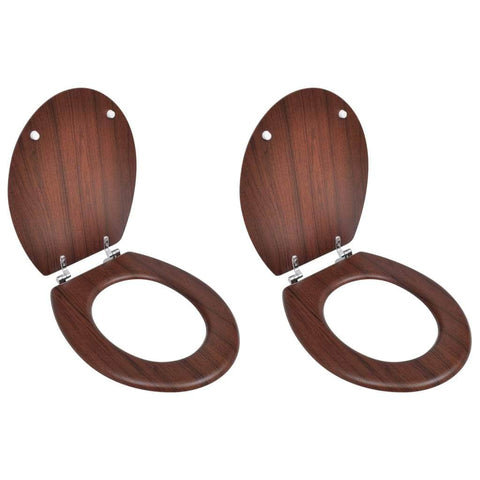 Toilet Seats with Hard Close Lids 2 pcs MDF Brown