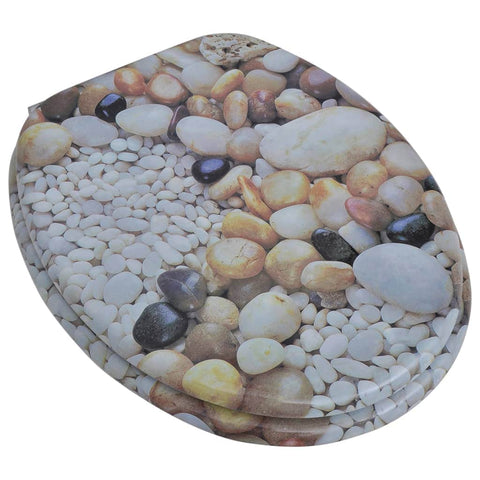 Toilet Seats with Hard Close Lids 2 pcs MDF Pebbles