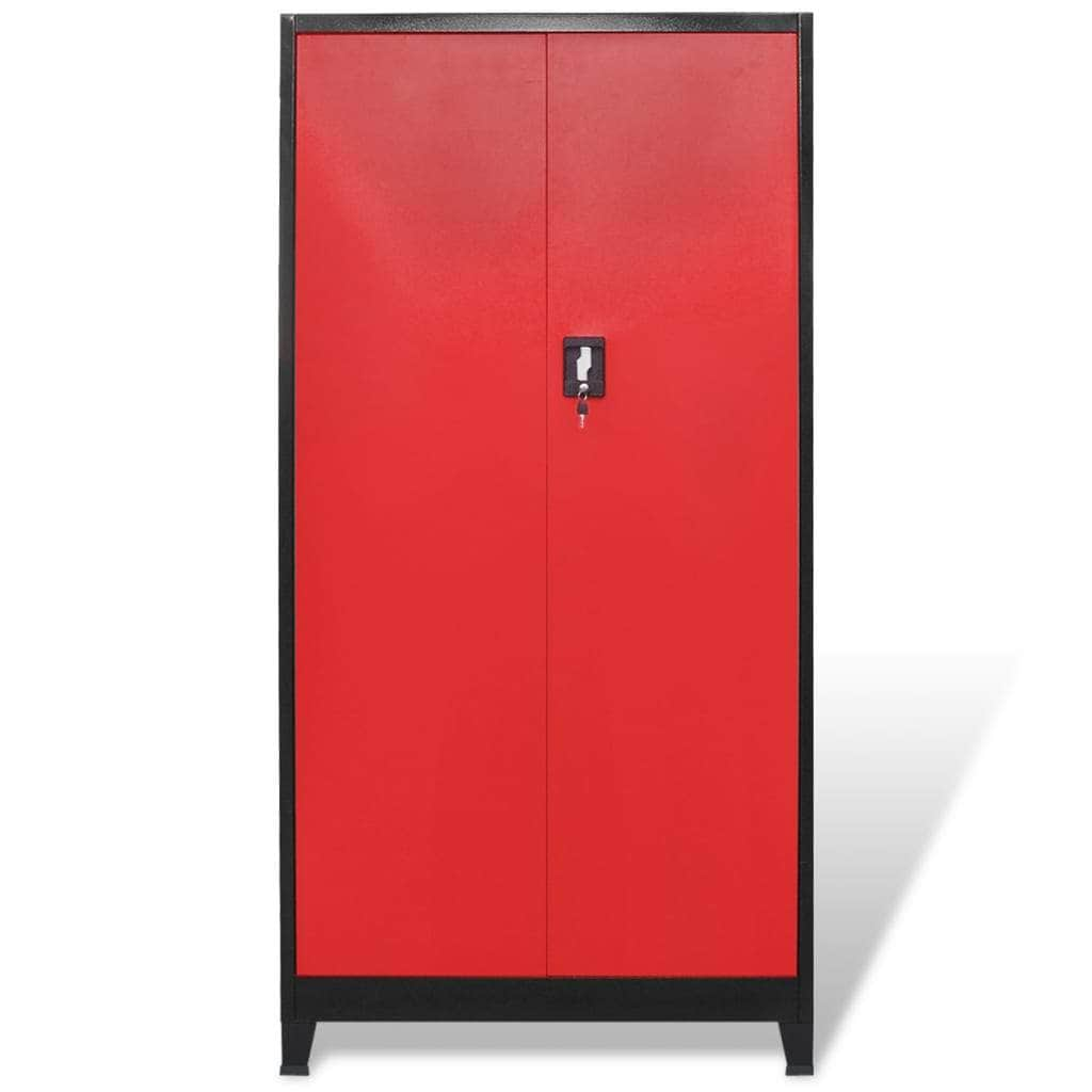 Tool Cabinet with 2 Doors Steel Black and Red