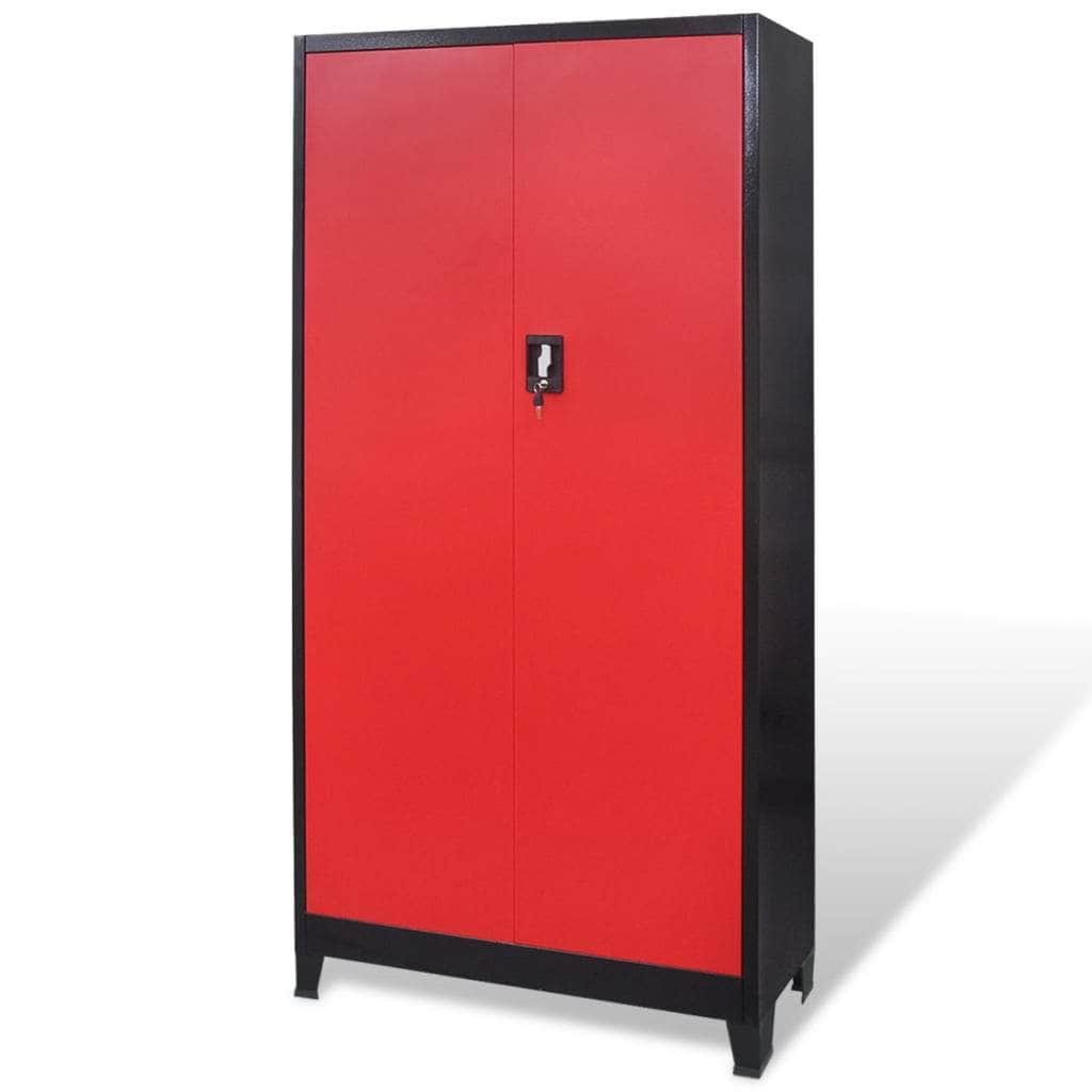 Tool Cabinet with 2 Doors Steel Black and Red