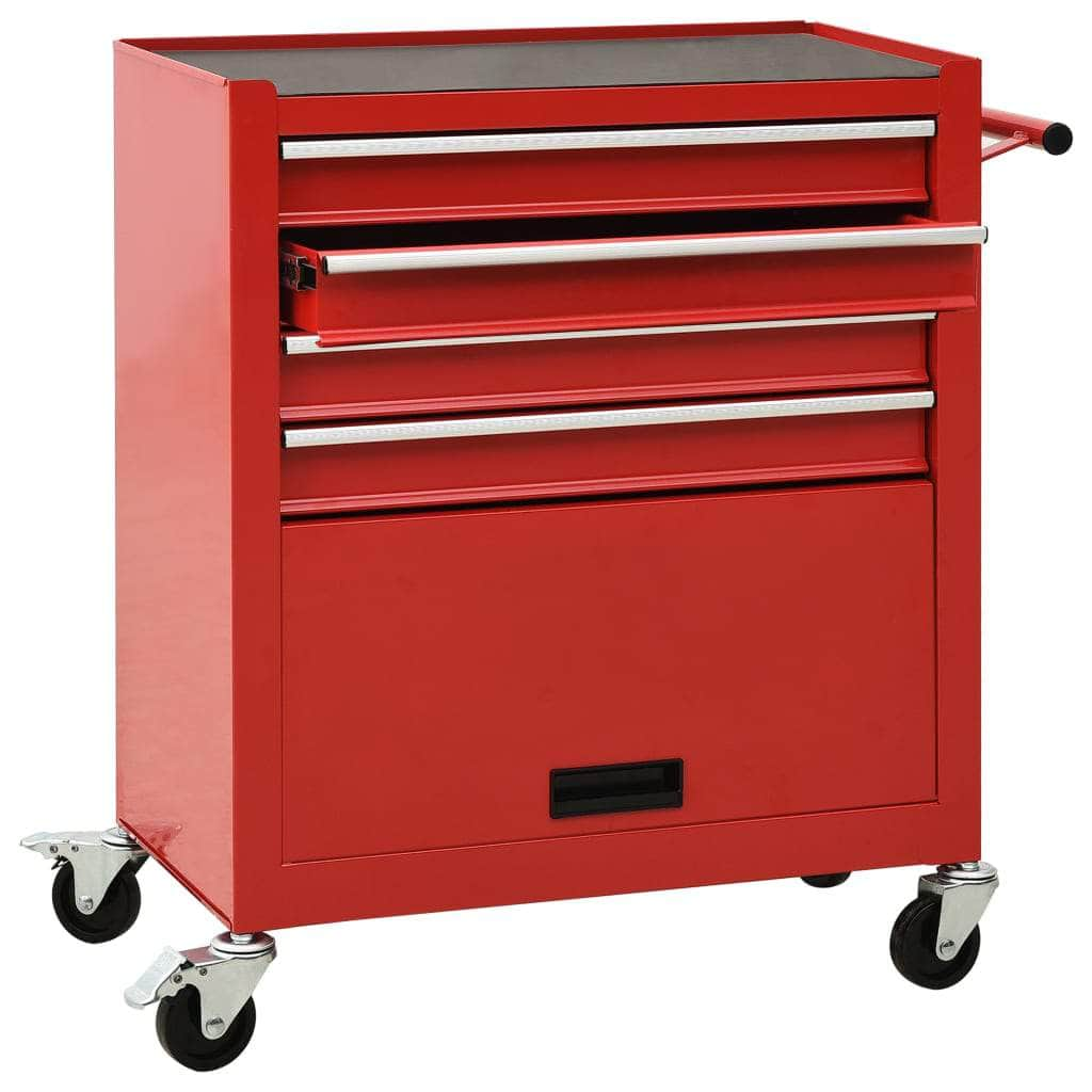 Tool Trolley with 4 Drawers Red