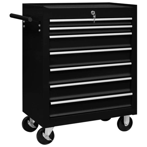 Tool Trolley with 7 Drawers Black