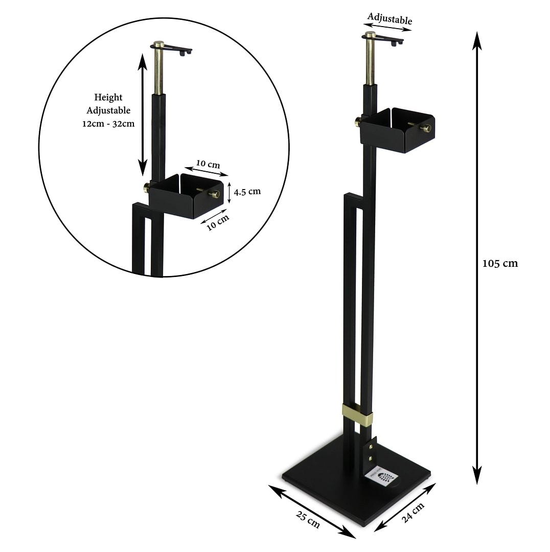 Touch-Free Hand Sanitizer Dispenser Stand - Foot Operated, Gold & Black Finish