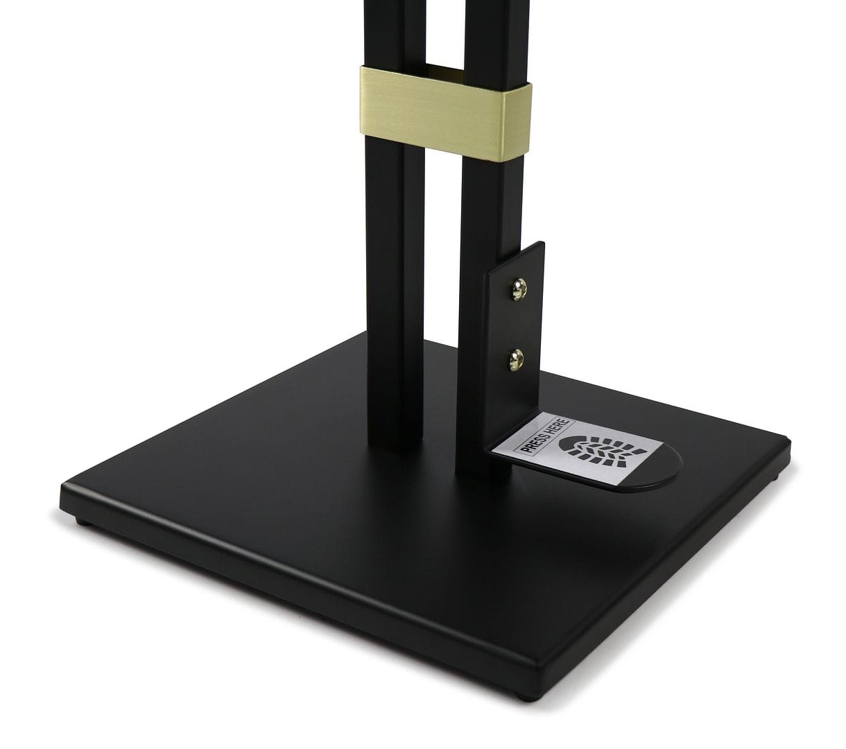 Touch-Free Hand Sanitizer Dispenser Stand - Foot Operated, Gold & Black Finish