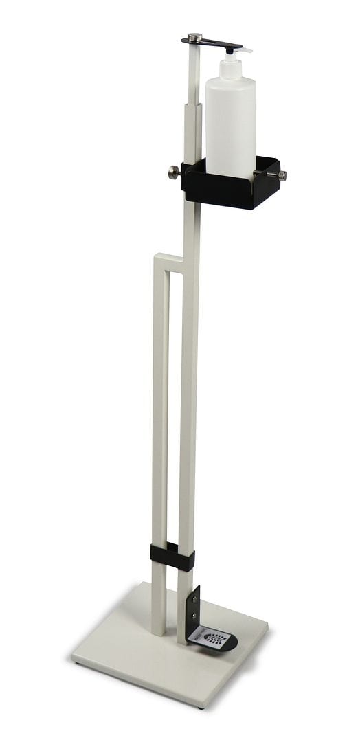 Touch-Free Hand Sanitizer Dispenser Stand - Foot Operated, Gold & White Finish