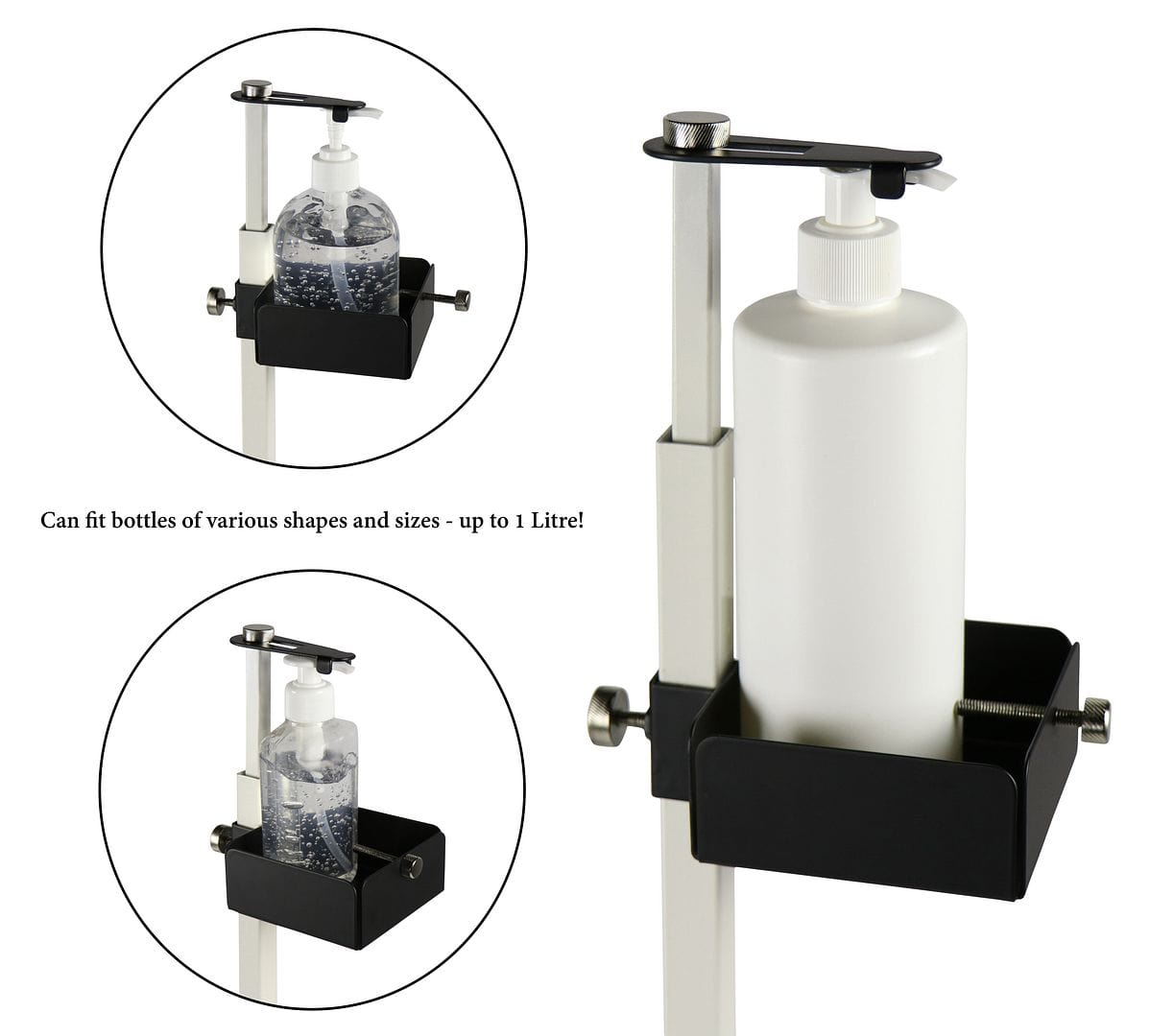 Touch-Free Hand Sanitizer Dispenser Stand - Foot Operated, Gold & White Finish