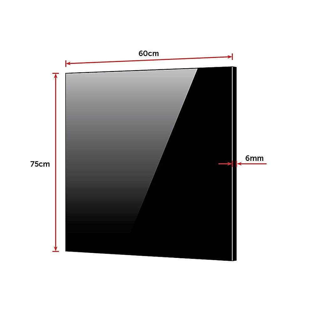 Toughened 60Cm X 75Cm Black Glass Kitchen Splashback