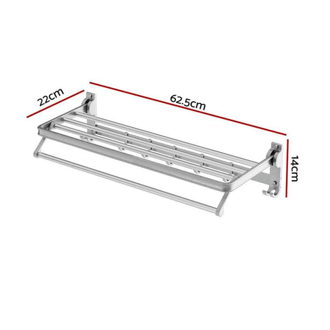 Towel Rail Rack Holder 4 Bars Wall Mounted Aluminium Foldable