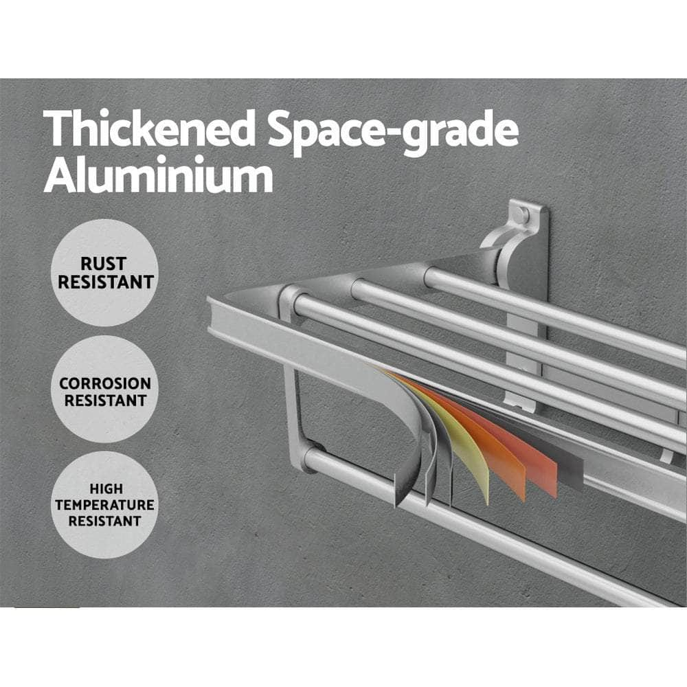 Towel Rail Rack Holder 4 Bars Wall Mounted Aluminium Foldable