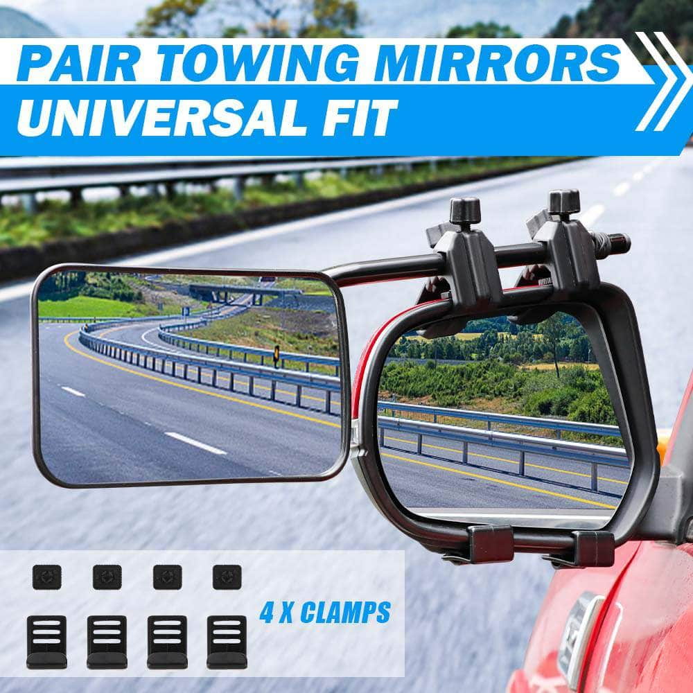 Towing Mirrors Multi Fit Clamp On 4X4 Caravan Trailer A Pair