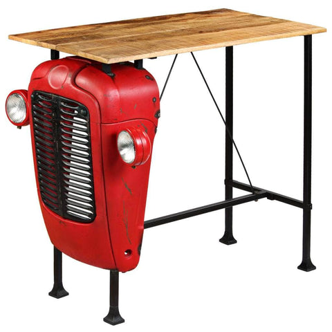 Tractor Bar Table Solid Mango Wood Red