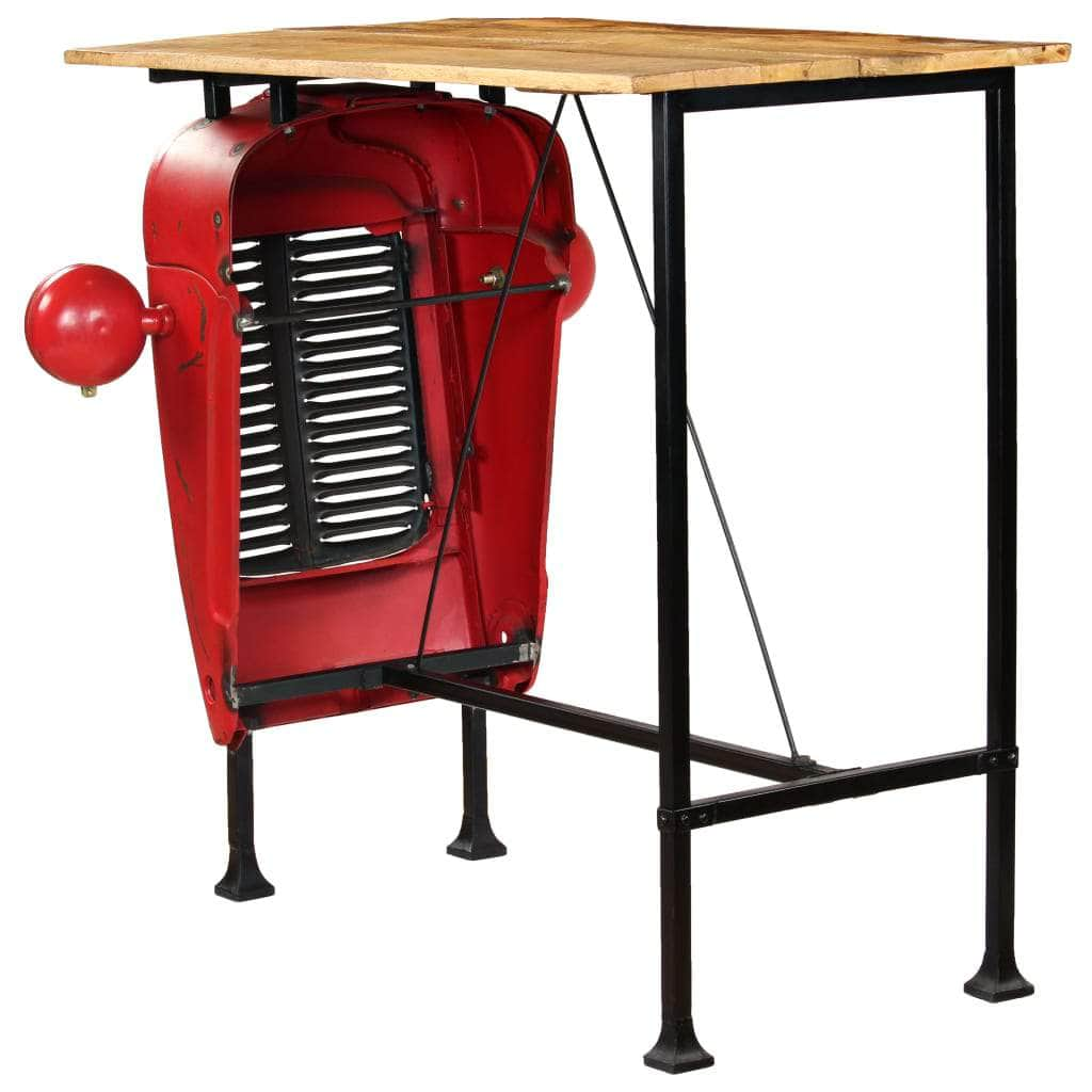 Tractor Bar Table Solid Mango Wood Red