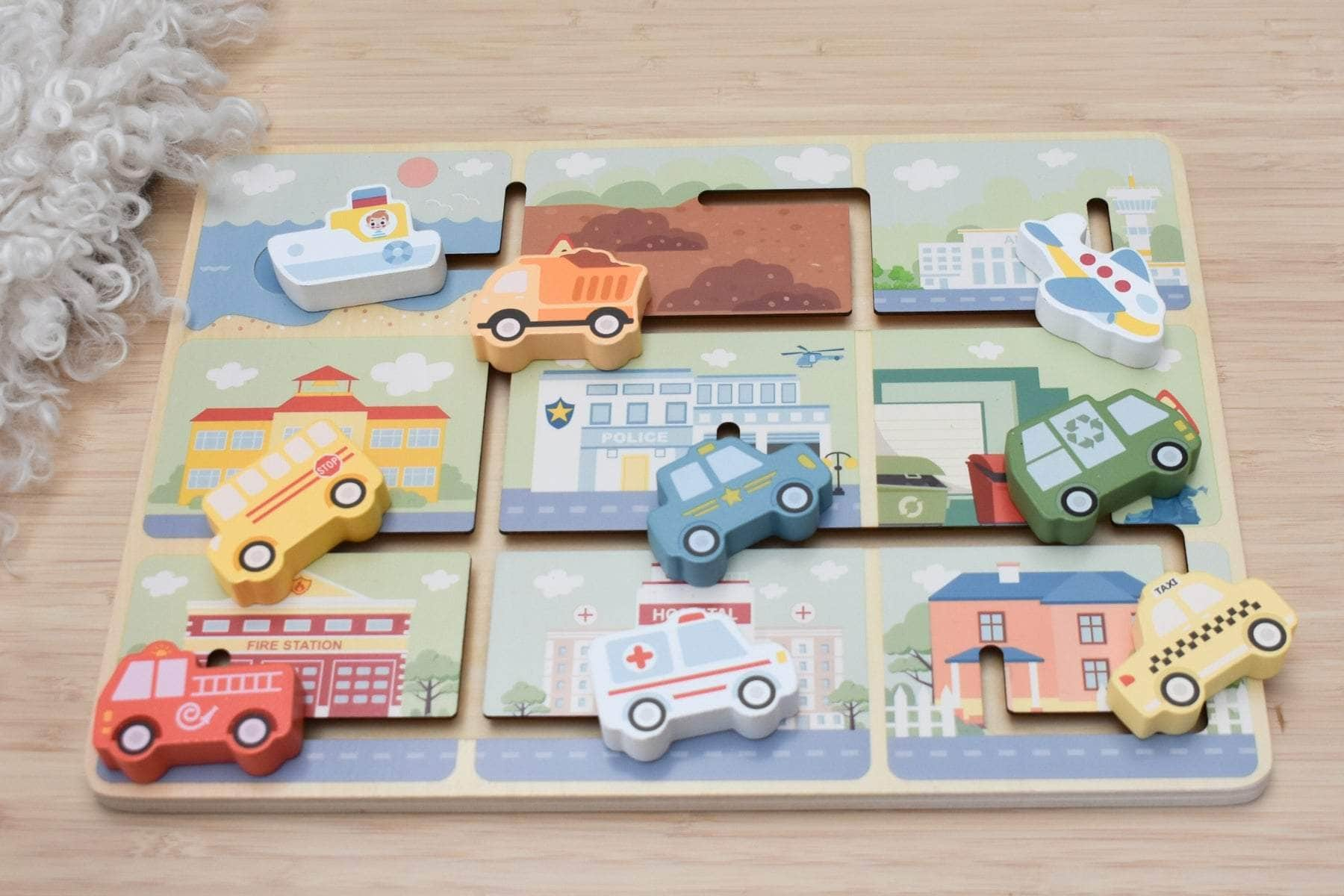 Traffic Maze Puzzle Board