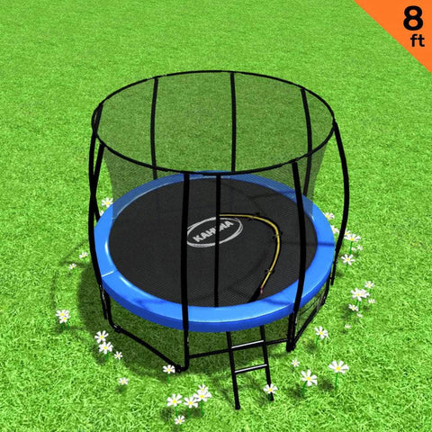 Trampoline 8 ft Round Outdoor - Blue/Pink/Rainbow