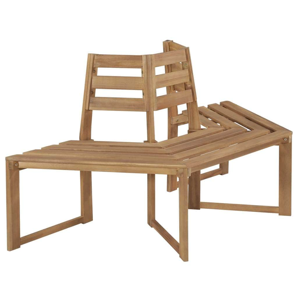 Tree Bench Half-hexagonal Solid Acacia Wood