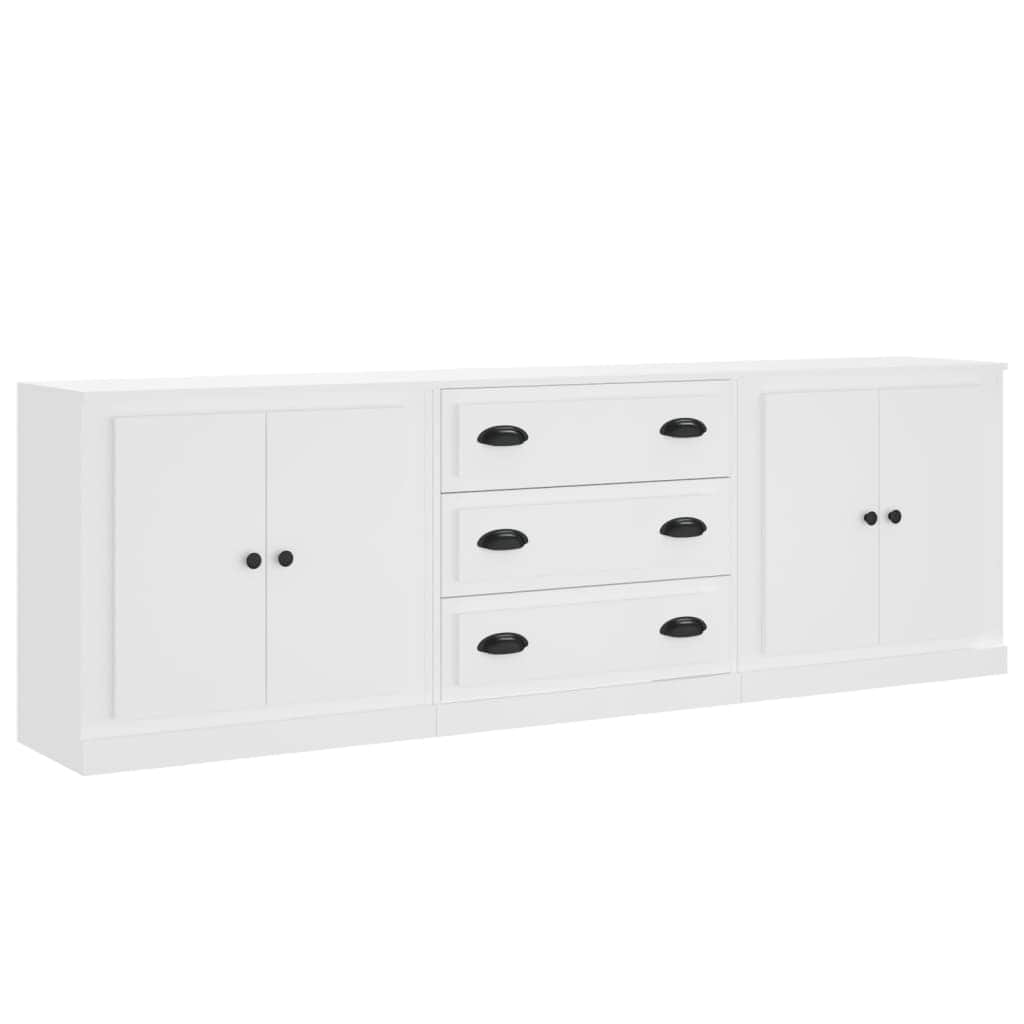 Trio Elegance: White Engineered Wood Sideboards Set