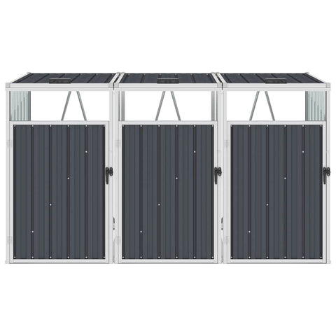 Triple Garbage Bin Shed Anthracite Steel