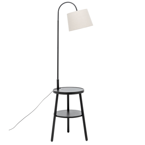 Tripod Floor Lamp Side Table With Shelf & Usb Charger