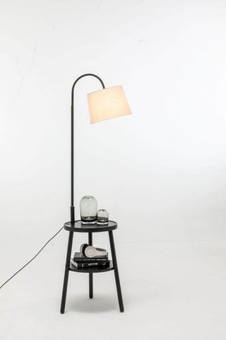 Tripod Floor Lamp Side Table With Shelf & Usb Charger