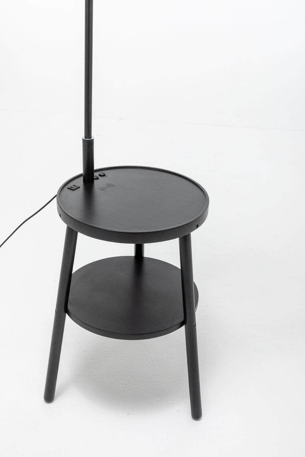 Tripod Floor Lamp Side Table With Shelf & Usb Charger