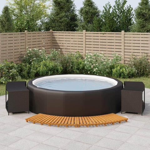 Tropical Oasis: Black Poly Rattan Hot Tub Surround with Solid Wood Acacia Accents