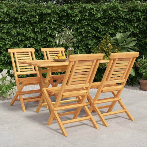 Tropical Tranquility: 5-Piece Solid Teak Wood Garden Dining Set