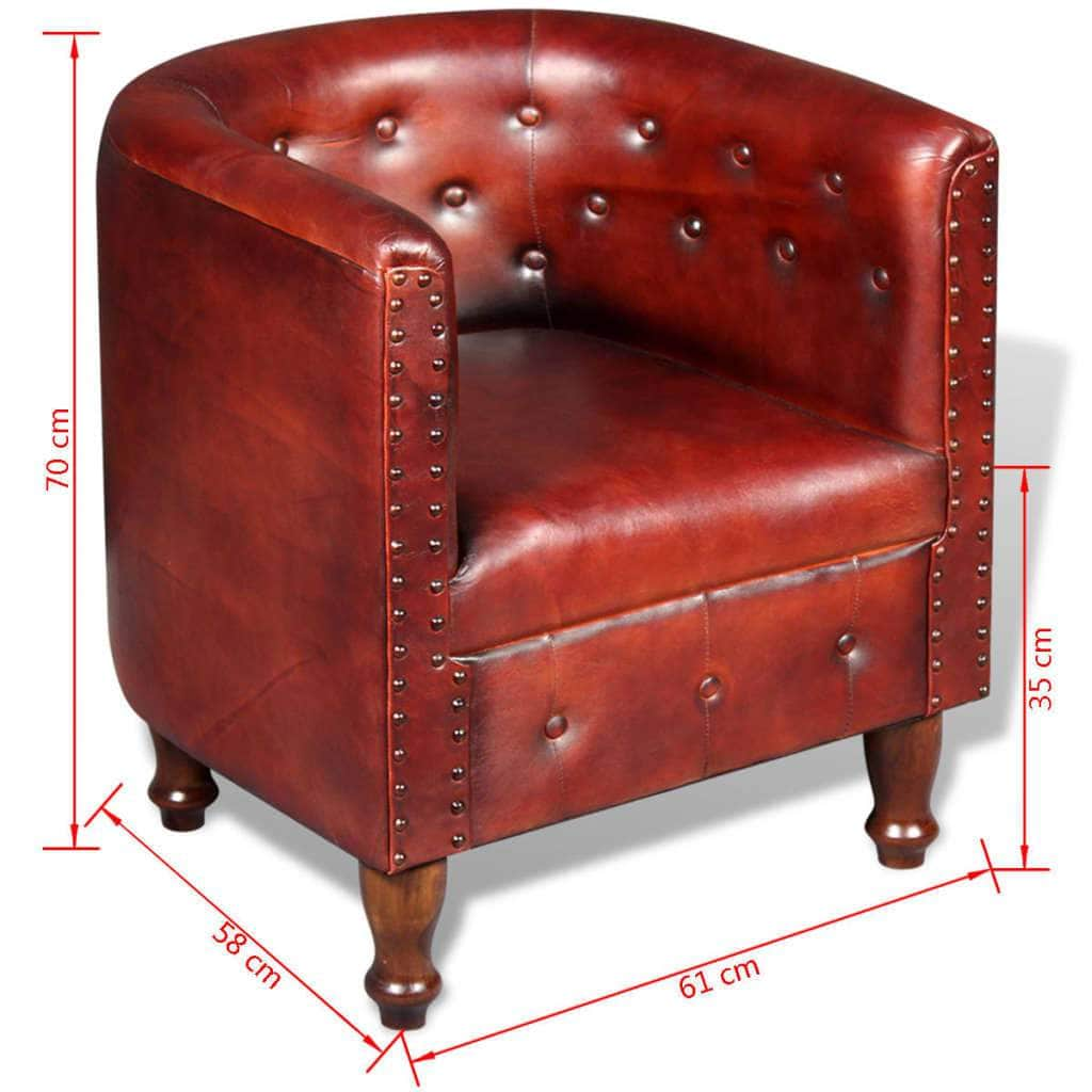 Tub Chair Brown Real Leather