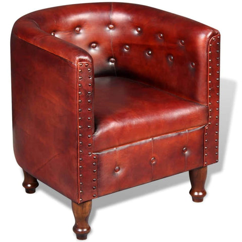 Tub Chair Brown Real Leather