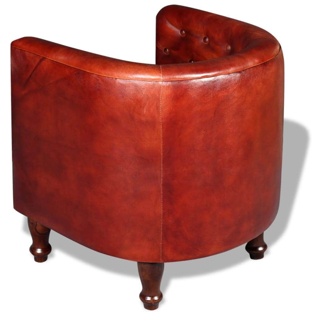 Tub Chair Brown Real Leather