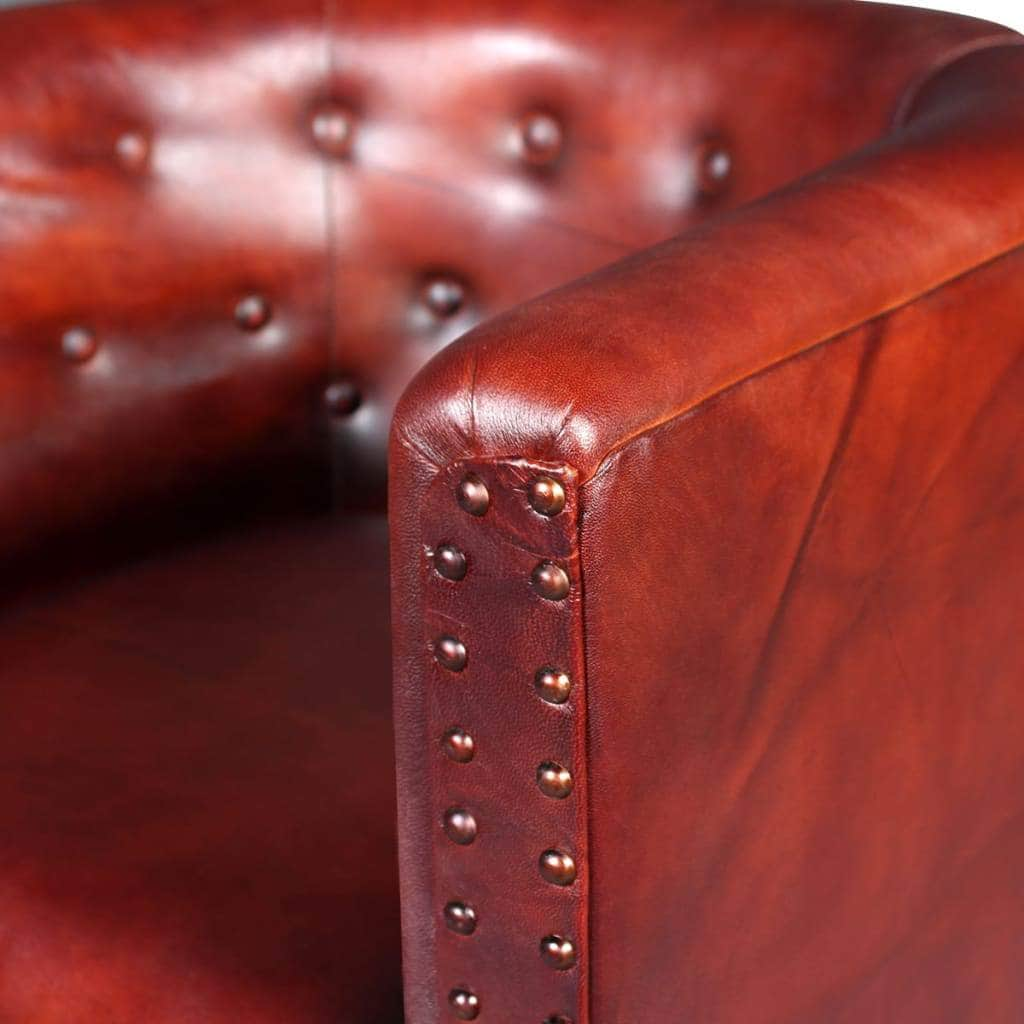 Tub Chair Brown Real Leather