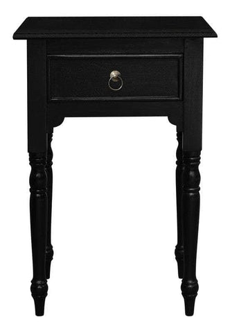 Turn Leg 1 Drawer Side Table  (Black)