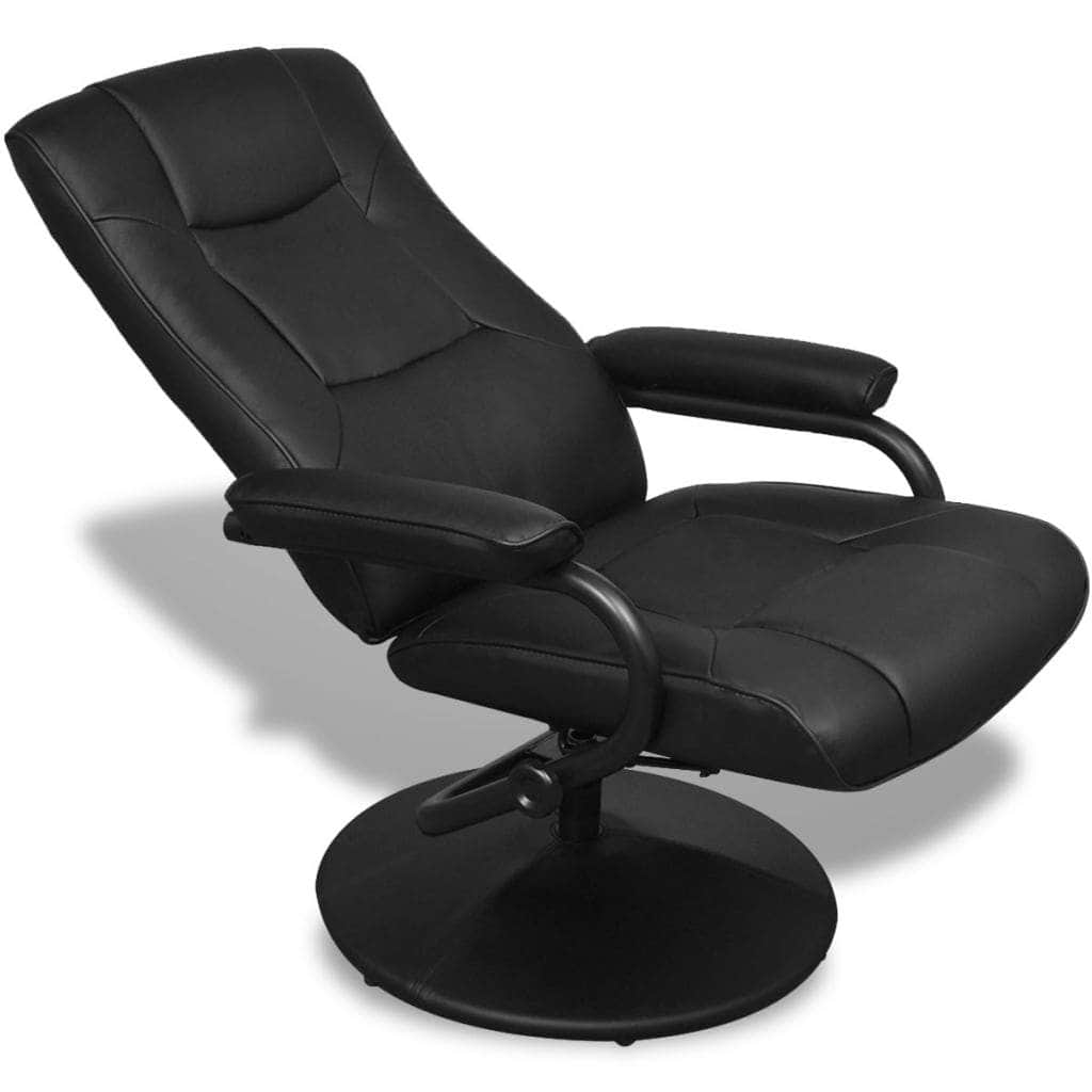 TV Archair with Footstool Black Fau Leather