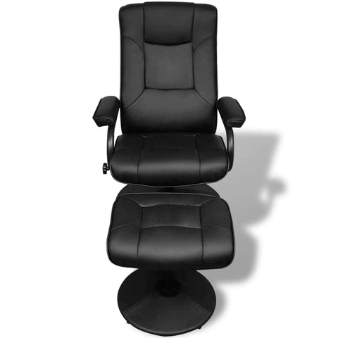 TV Archair with Footstool Black Fau Leather